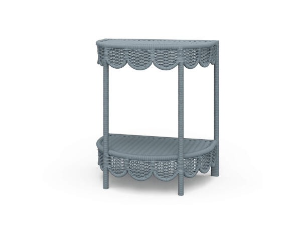 Scalloped Half Round Rattan Side Table Chairside Tables Blue