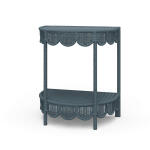 Scalloped Half Round Rattan Side Table