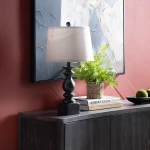 Set of 2 Black Resin Table Lamp with Shade - Image 4