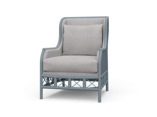 Hampton Rattan Wing Chair Chairs Blue