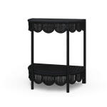 Scalloped Half Round Rattan Side Table