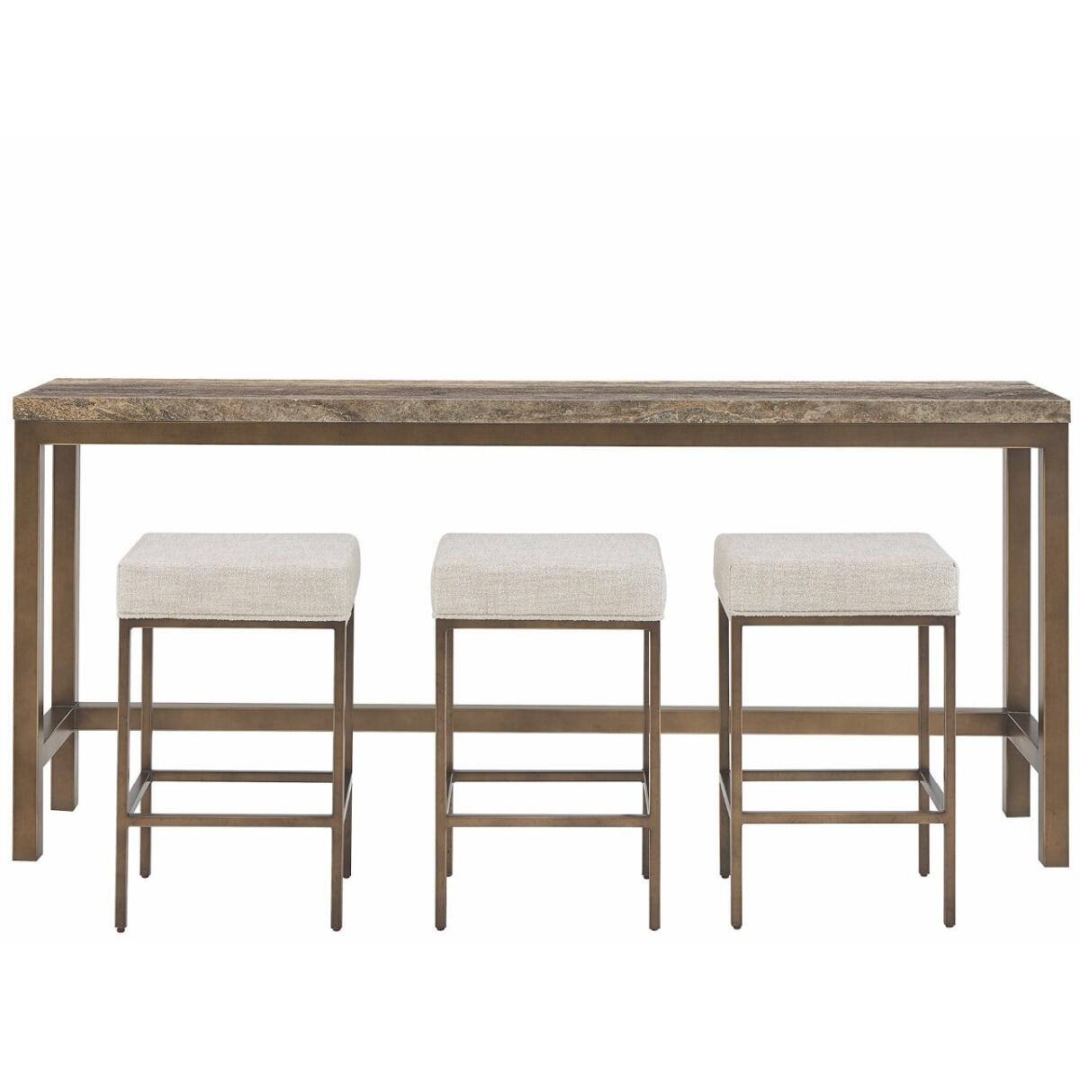 ba7f943ed0f37eea5cbf37443985a6e1 Montclair Brindle Console with Stools - Image 1