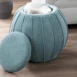 Blue Green Chenille Storage Ottoman - Image 6