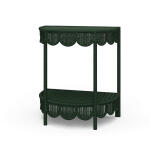 Scalloped Half Round Rattan Side Table