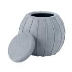 Blue Grey Chenille Storage Ottoman - Image 3