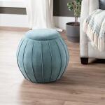 Blue Green Chenille Storage Ottoman - Image 5