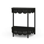 Scalloped Half Round Rattan Side Table