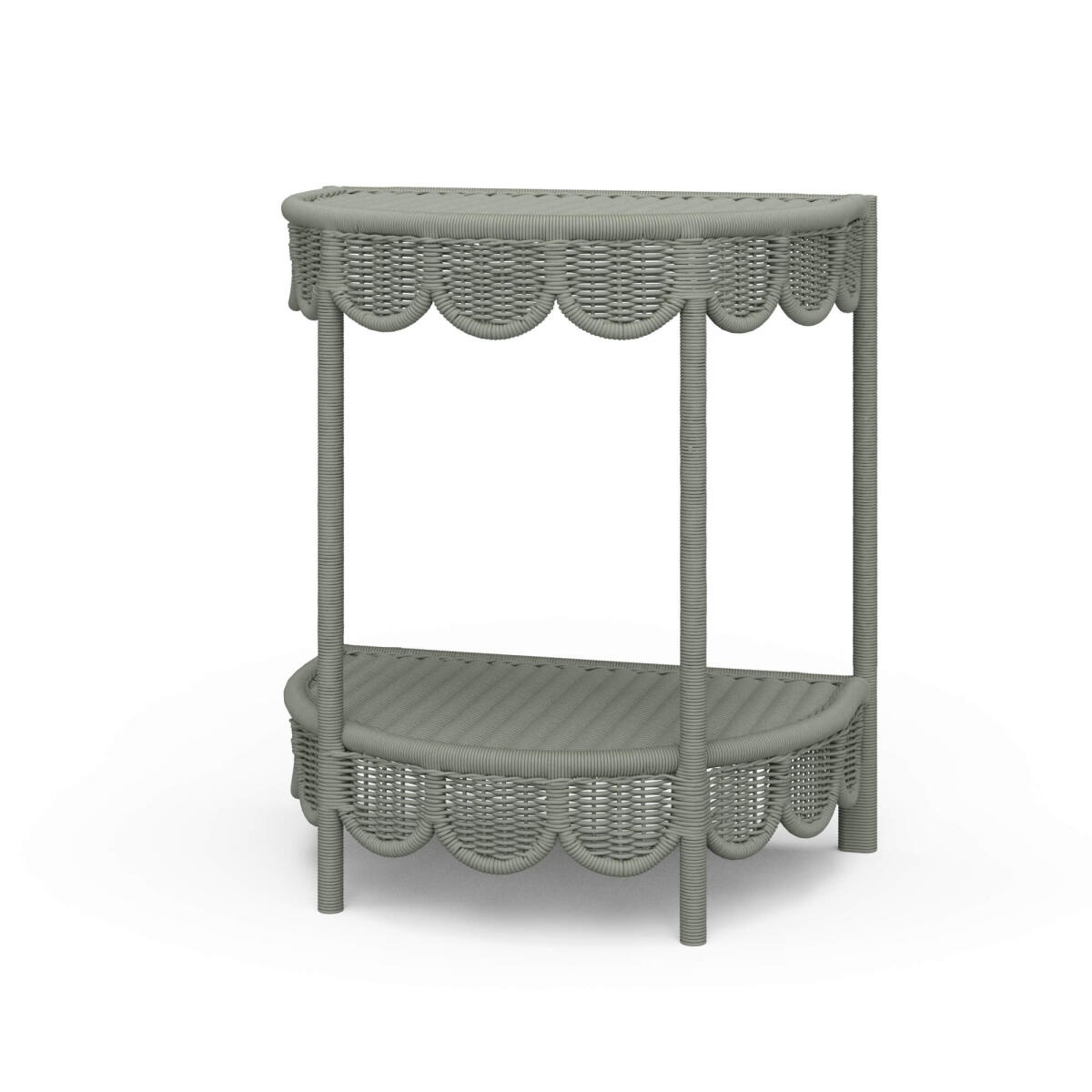 f37b2b4a9695eb118256ca0e55dccc7b Scalloped Half Round Rattan Side Table - Image 1