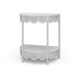 Scalloped Half Round Rattan Side Table Chairside Tables Architectural White 21