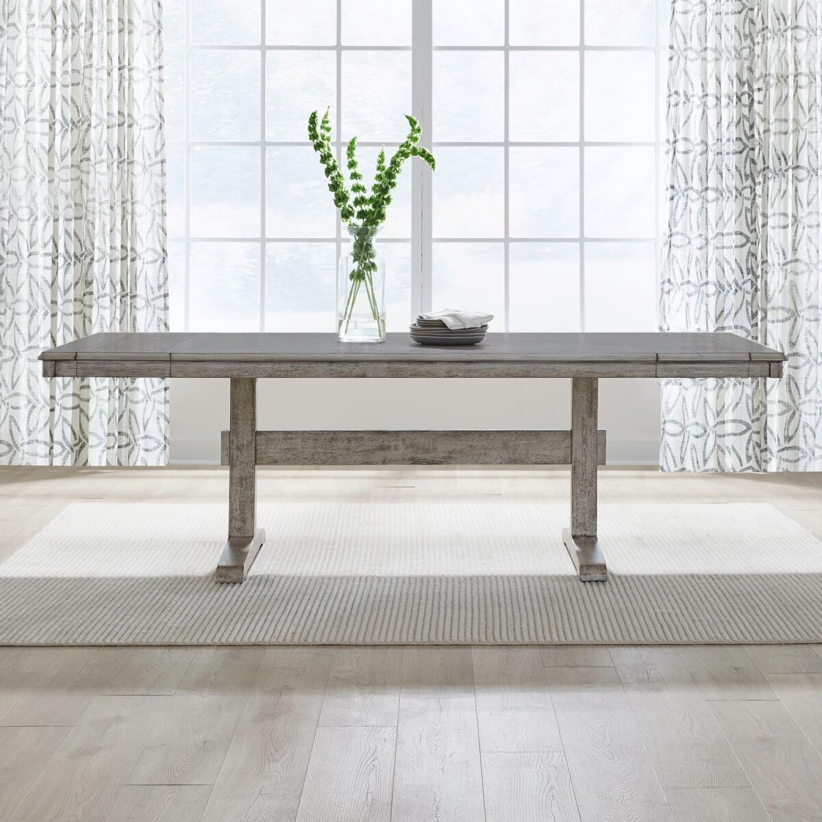 0063172fc015f056be9f943f74fd43ed Hallendale Trestle Table Set - Image 1