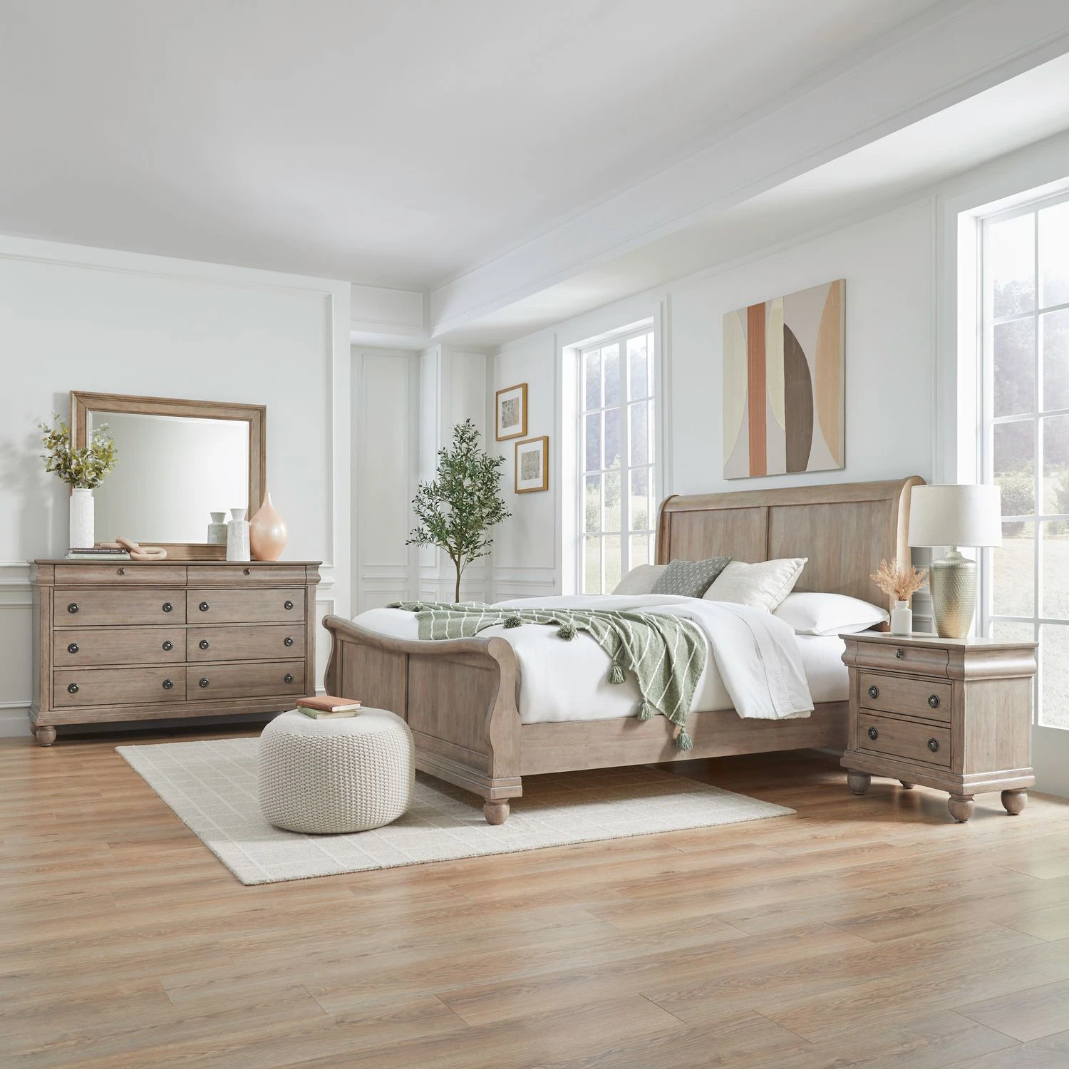 02997011e955b5474f2a43445742282a Rustic Traditions King Sleigh Bed, Dresser & Mirror, Night Stand - Image 1