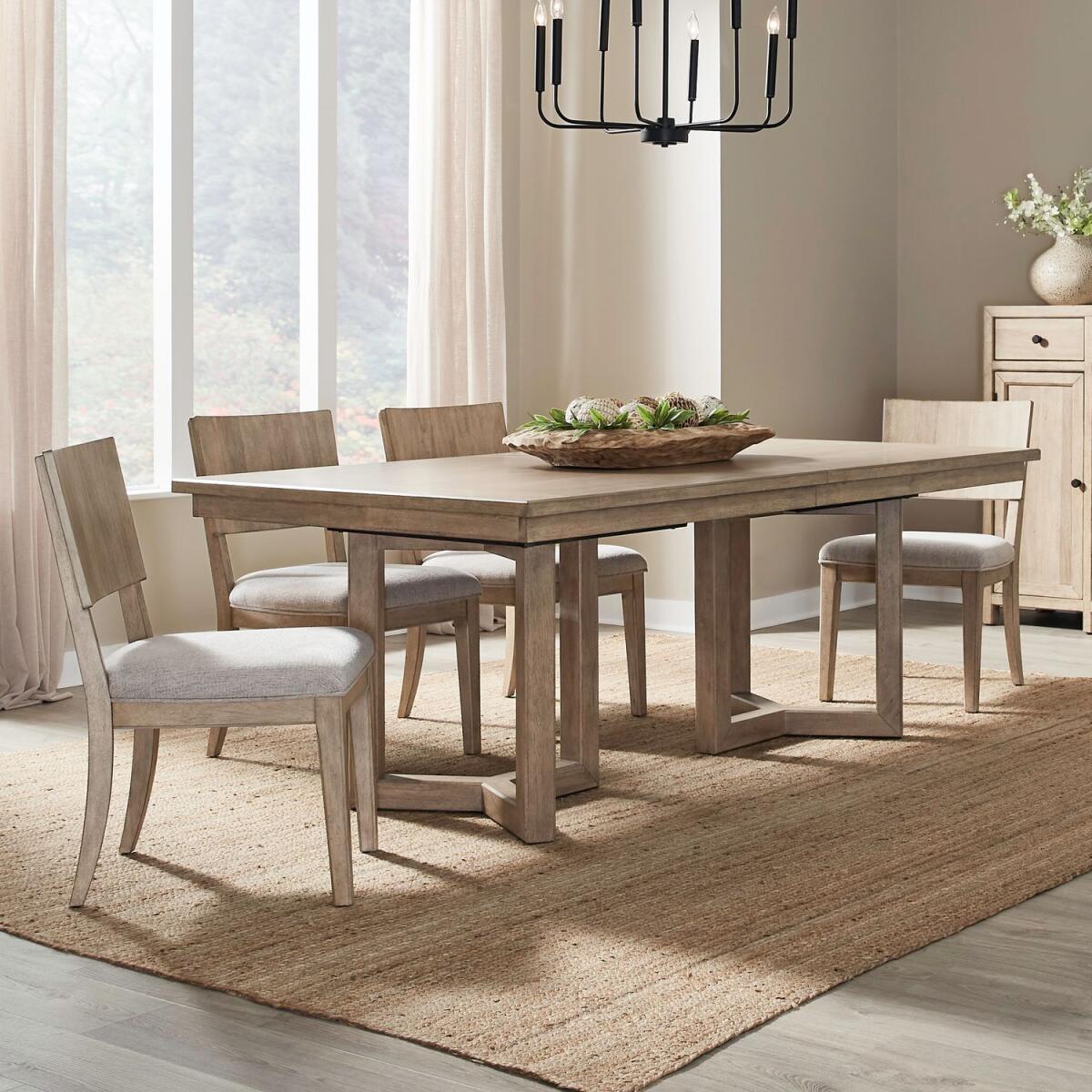1dd4f057461201f648bfb3b415d92e92 Proximity Place 5 Piece Double Pedestal Table Set - Image 1