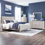 King Uph Bed, Dresser & Mirror, Chest