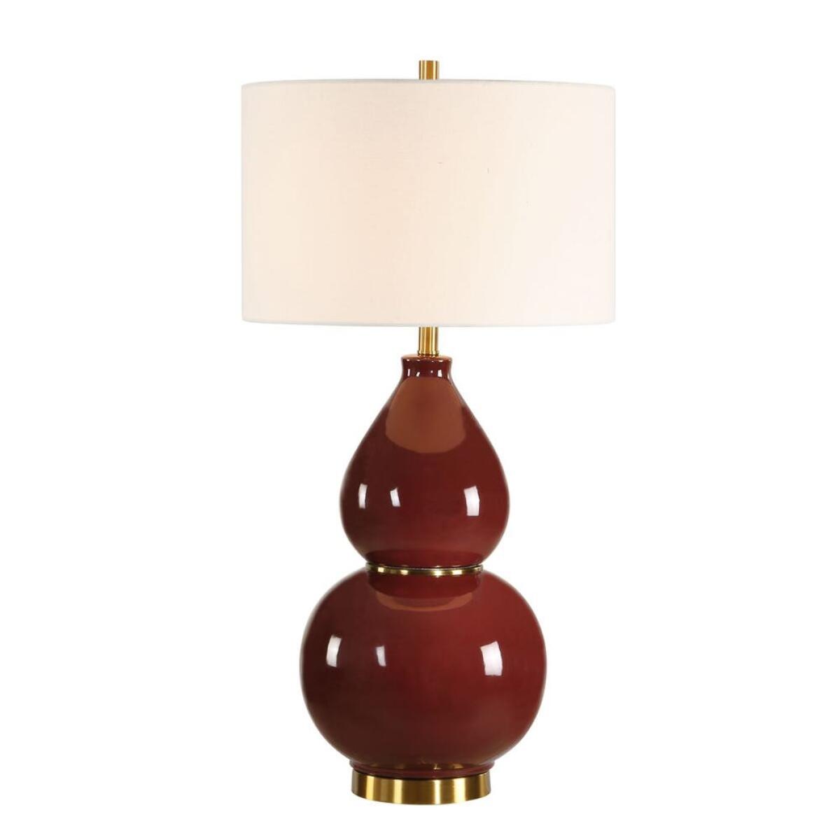 3550aeb5a5b79a8635e8f62a451c10e5 Gourd Table Lamp, Burgundy - Image 1