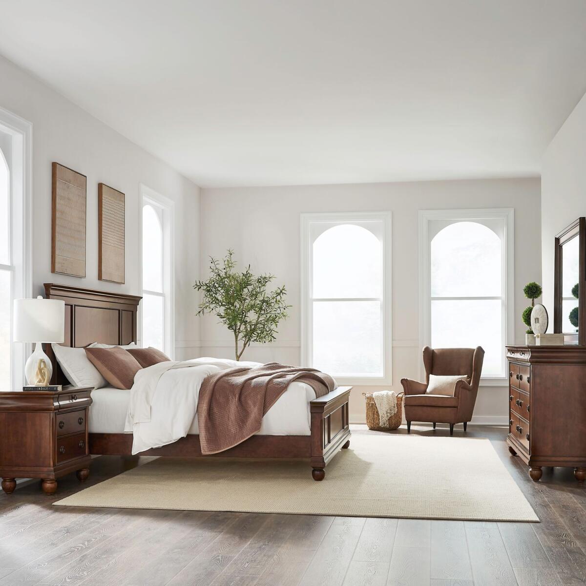 3655f1760e1bb00b0bae1a91cd40d58c King Panel Bed, Dresser & Mirror, Night Stand - Image 1