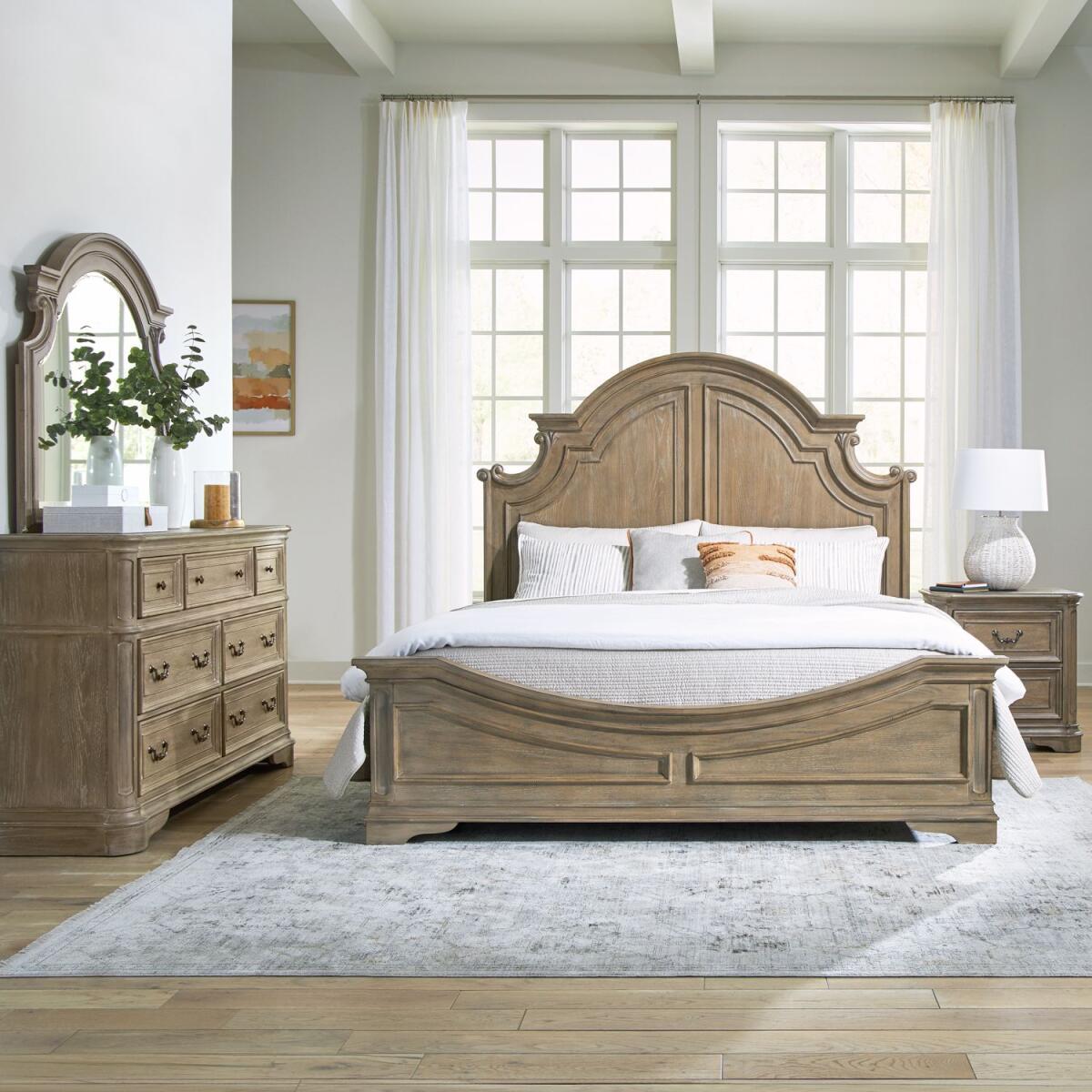 3b28cefba4053f0279c8f4df4254ecc5 King California Panel Bed, Dresser & Mirror, Night Stand - Image 1
