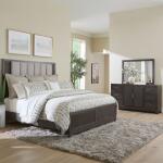 Opt Queen Uph Bed, Dresser & Mirror