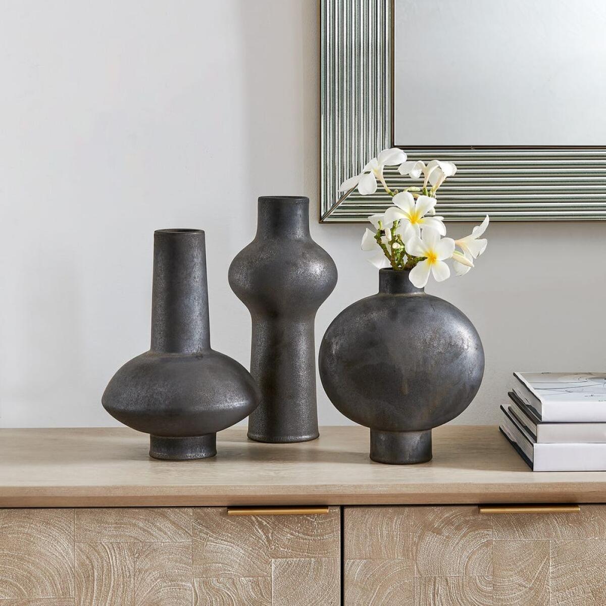 4230749b98ae58e0e4f79ff076128174 Charcoal Bloom Indoor-outdoor Vases, S/3 - Image 1