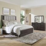 King California Uph Bed, Dresser & Mirror