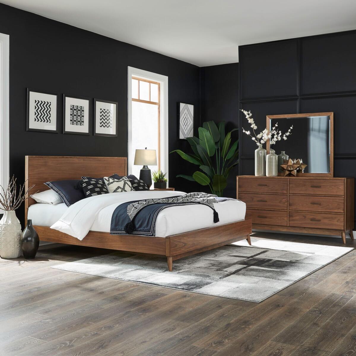 4749886eda6b994beed1e8fbf81a64b2 King California Platform Bed, Dresser & Mirror - Image 1