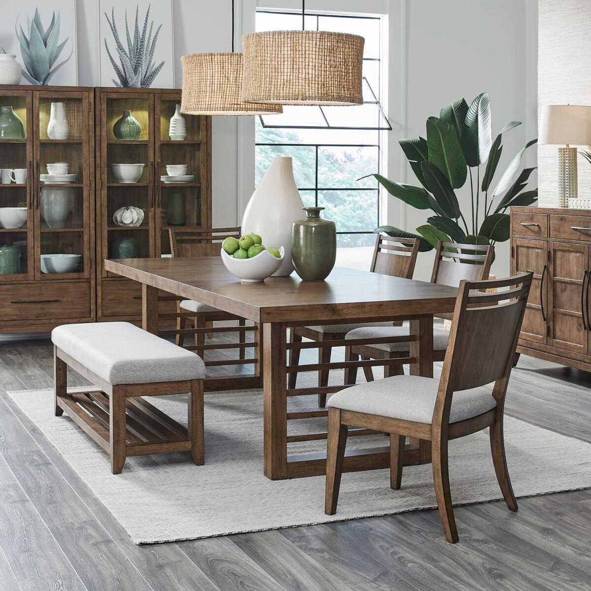 4b46cf4abcc2b366badc22cc5e43d2e8 Shaker Lakes Opt 6 Piece Double Pedestal Table Set - Image 1