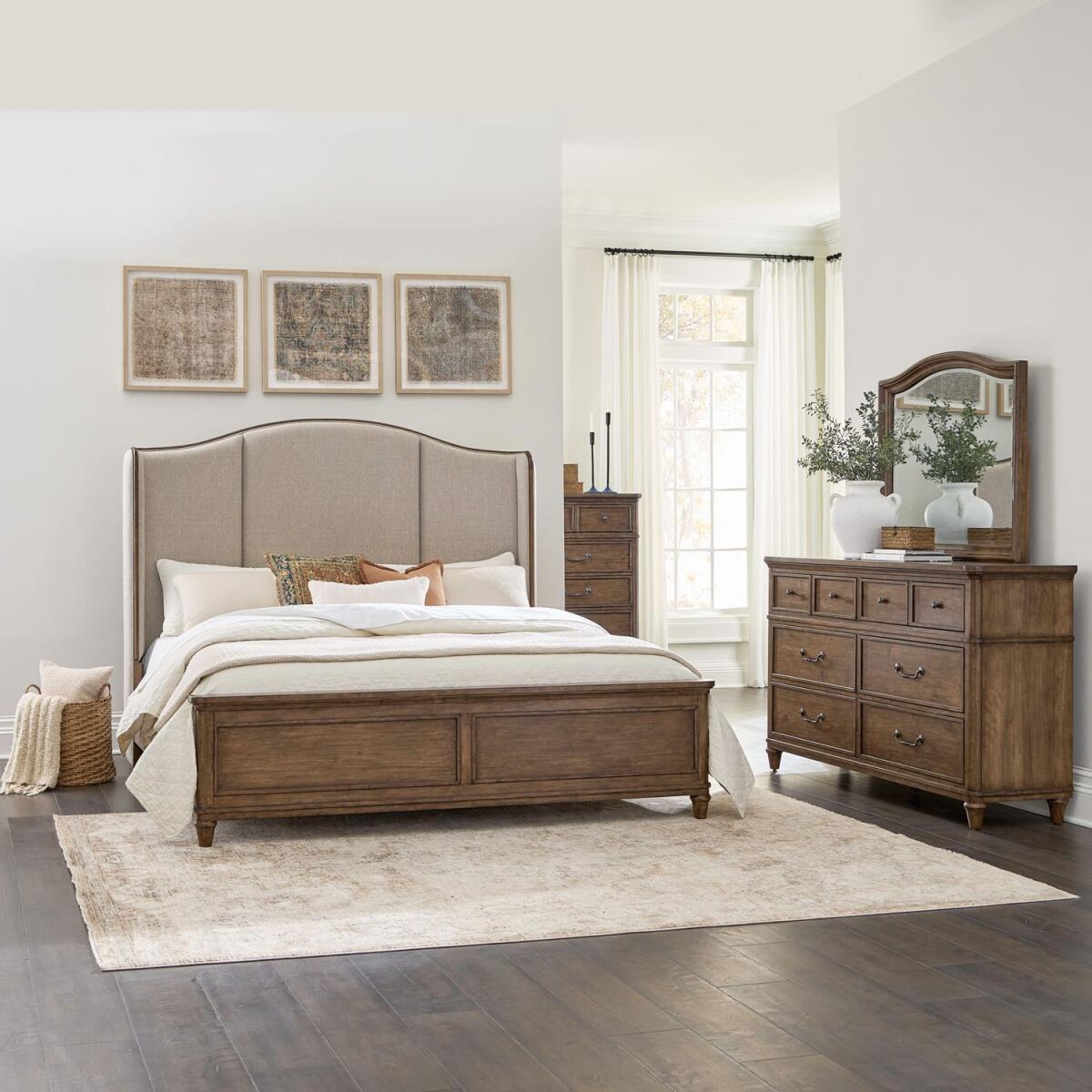 4c2950908e426090be2a29e3db0197b7 King Shelter Bed, Dresser & Mirror, Chest - Image 1
