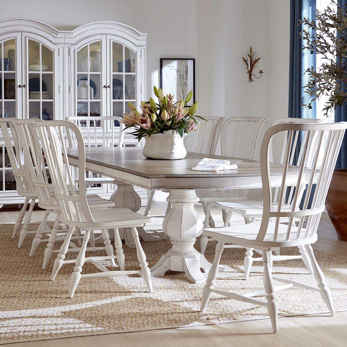 5c0d8744d37fdd3abaf63446b32e5b3f Magnolia Manor 9 Piece Double Pedestal Table Set - Image 1