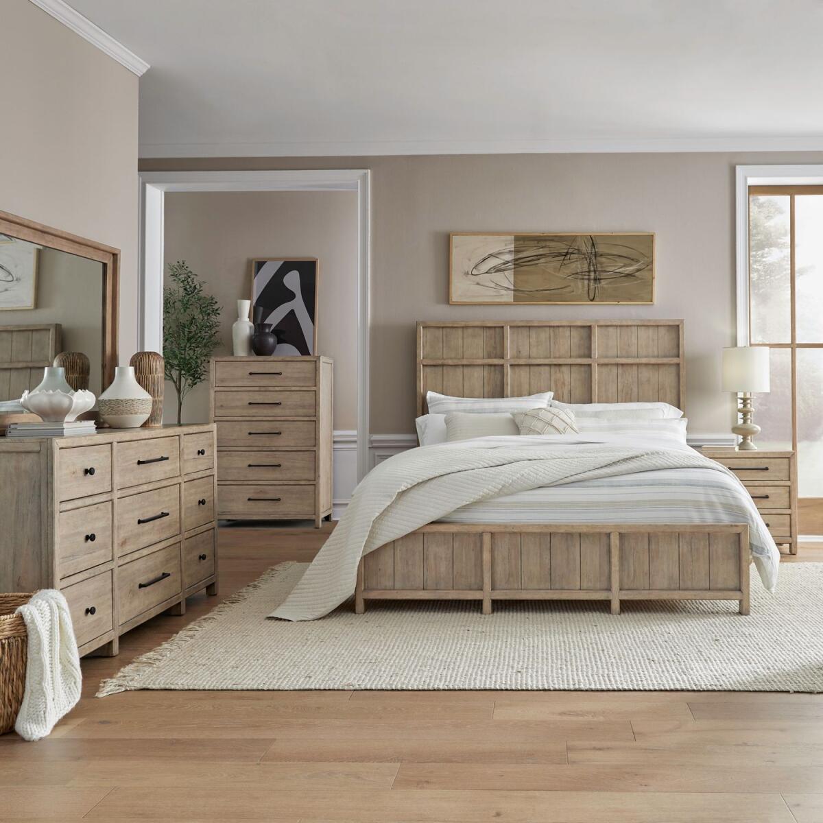 6f8698af26001aacfc3d0f2ebebf0d90 Proximity Place King California Panel Bed, Dresser & Mirror, Chest, Night Stand - Image 1