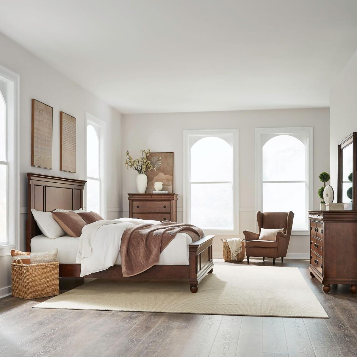 753d0cc67d6b436cf81bfb56a0963b95 King California Panel Bed, Dresser & Mirror, Chest - Image 1