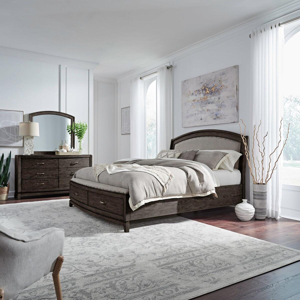 845df063eb24603393c335c9c6a58b96 Avalon Queen Uph Storage Bed, Dresser & Mirror - Image 1