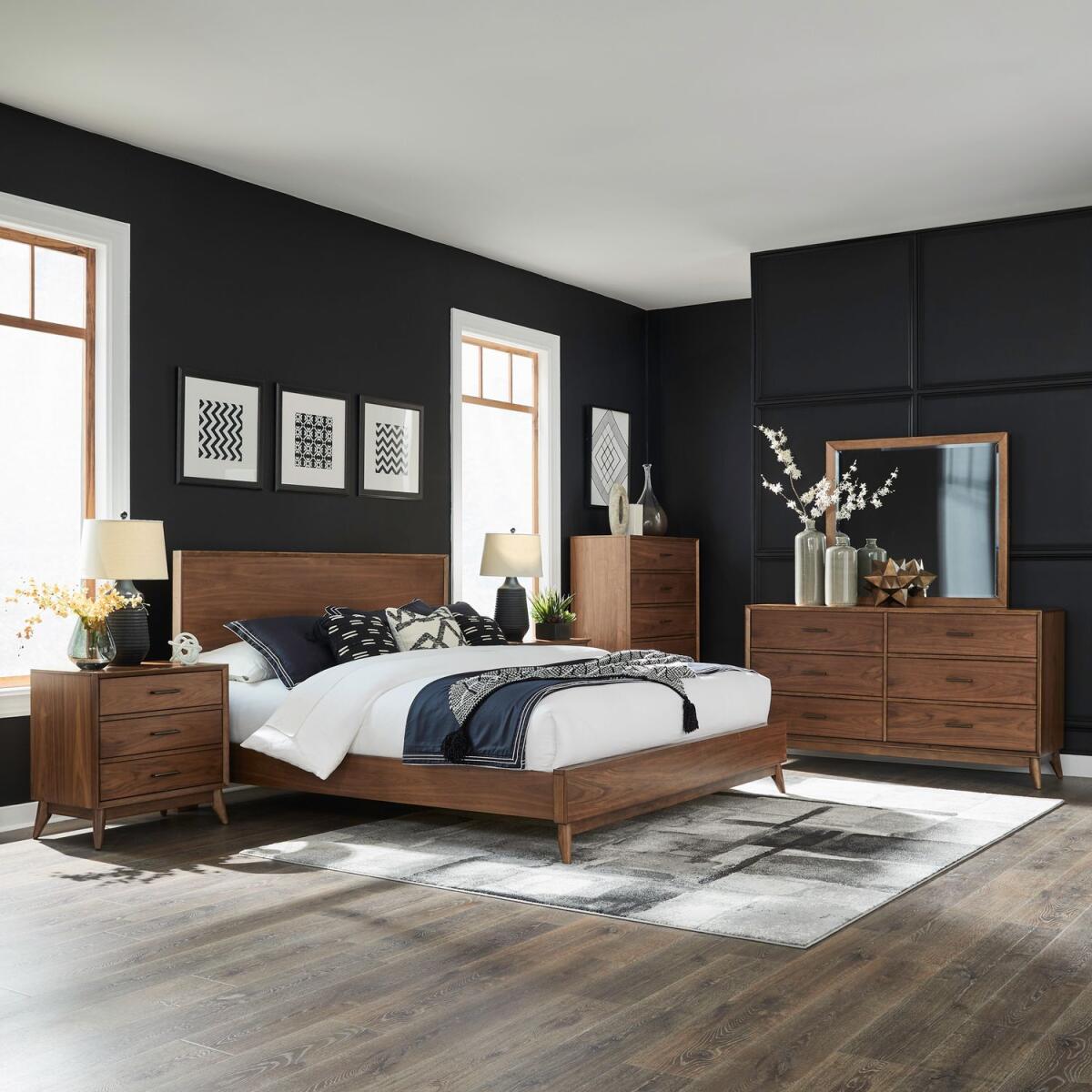 85bc17713dea50ddeb28c9b8b8335272 King Platform Bed, Dresser & Mirror, Chest, Night Stand - Image 1