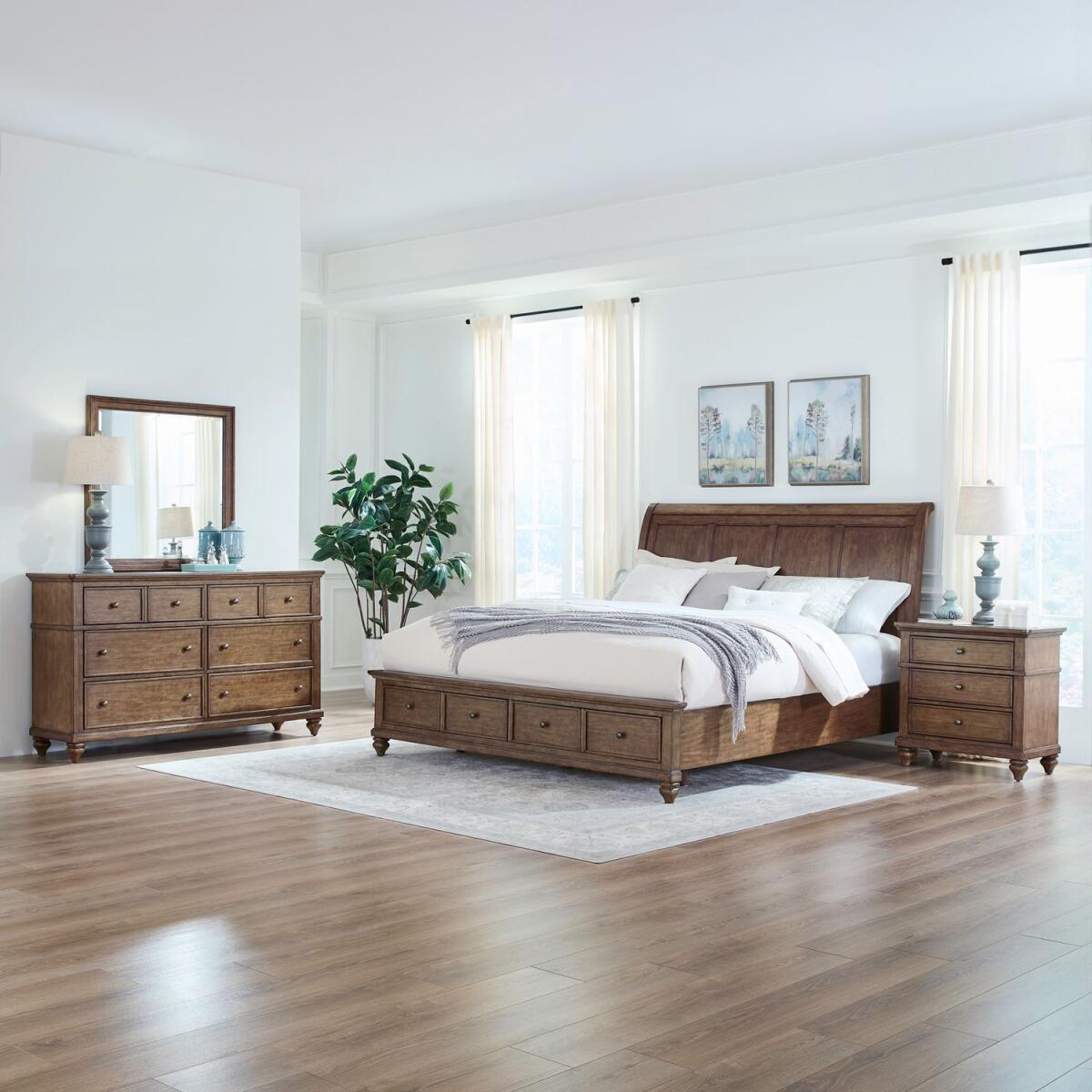 871d3a09bfa00f52c09cee019d40d21e Twin Lakes King Storage Bed, Dresser & Mirror, Night Stand - Image 1