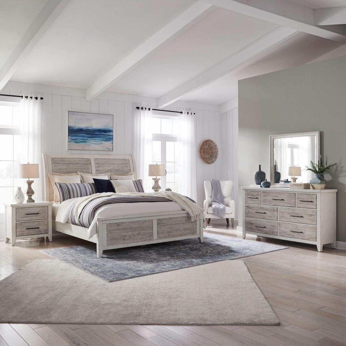 9175ca73523a39dab321376b82431fcb King California Sleigh Bed, Dresser & Mirror, Night Stand - Image 1