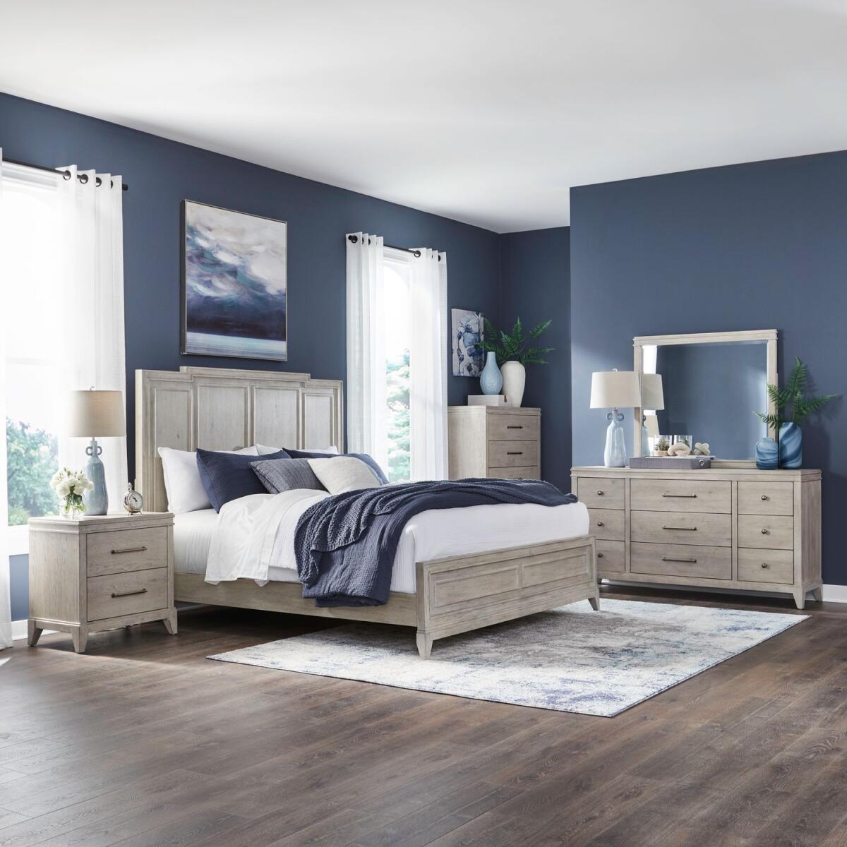 95d26567bfcfa551e2e4903e75e1f9f7 New Haven King California Panel Bed, Dresser & Mirror, Chest, Night Stand - Image 1