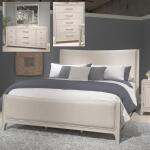 King California Uph Bed, Dresser & Mirror, Chest