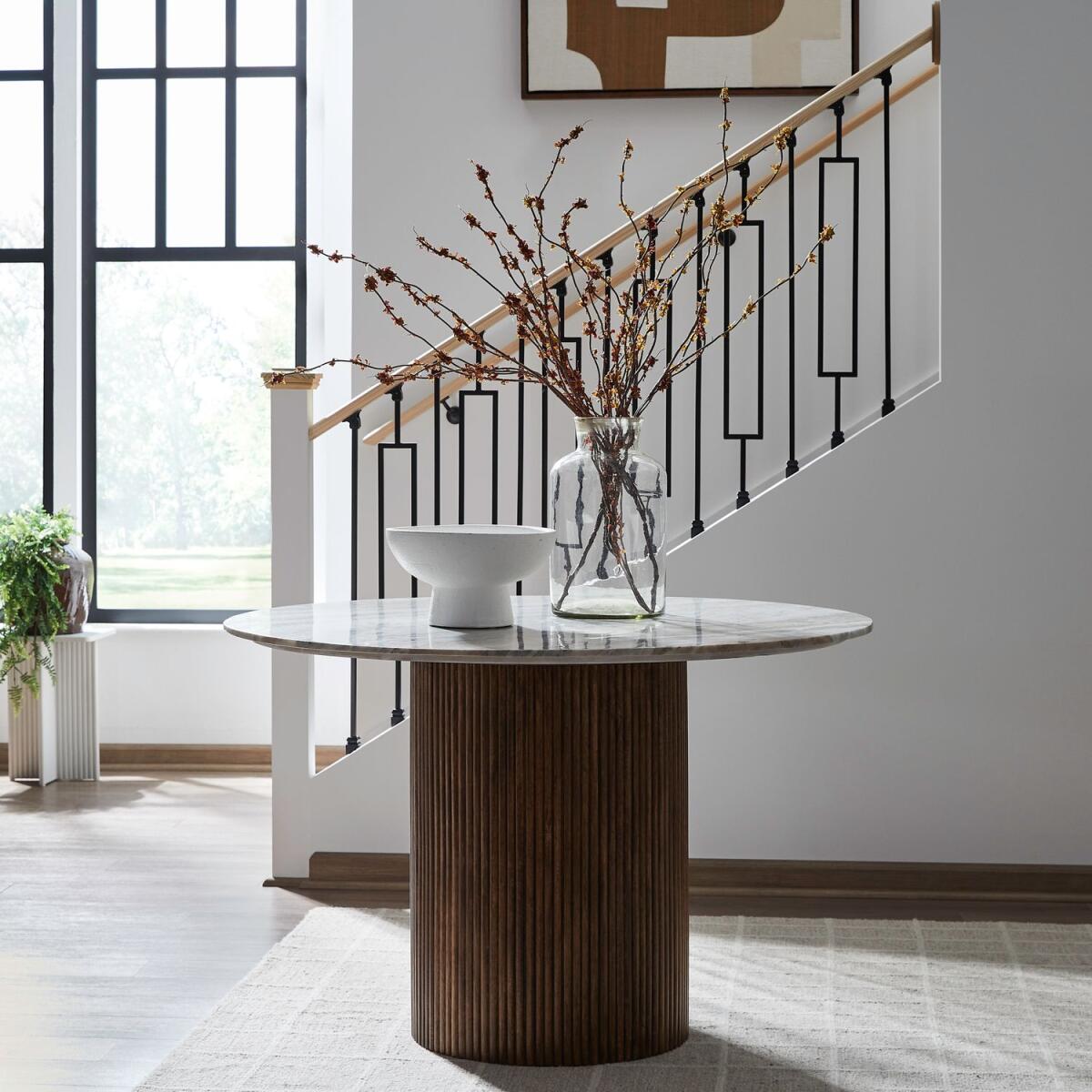 9cc0ba55d3607982326497d7c62d2db4 Kaleidoscope Pedestal Table Set - Image 1