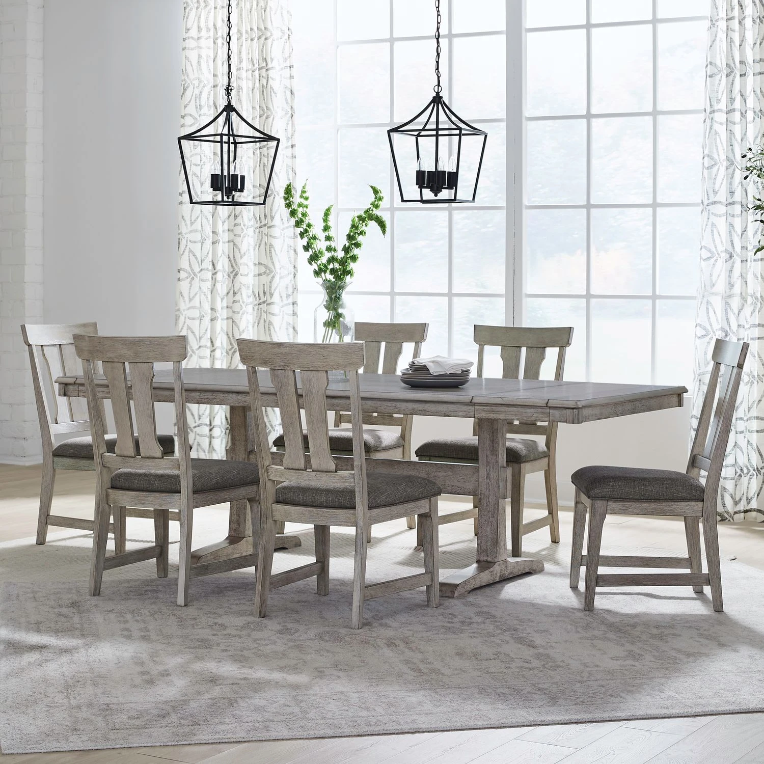 a36d564cc65bf2d9f511ef3735bb6730 Hallendale 7 Piece Trestle Table Set - Image 1