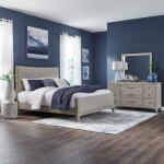 King California Uph Bed, Dresser & Mirror