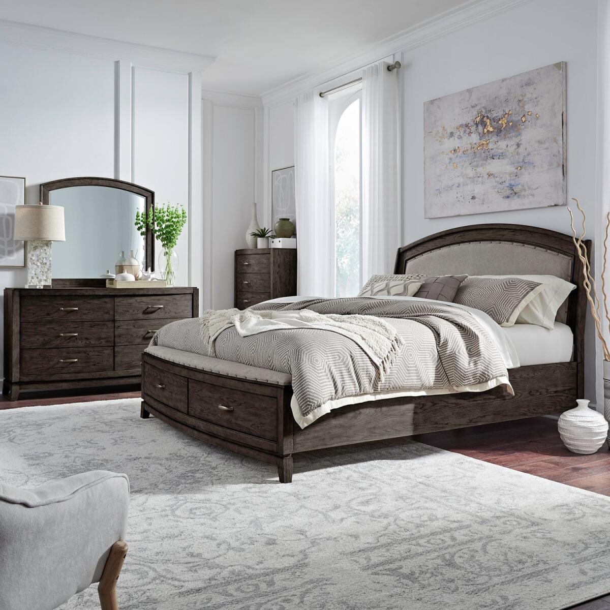 b3bebd48703fa787ebb298a618fcb528 King Uph Storage Bed, Dresser & Mirror, Chest - Image 1
