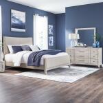 King Uph Bed, Dresser & Mirror