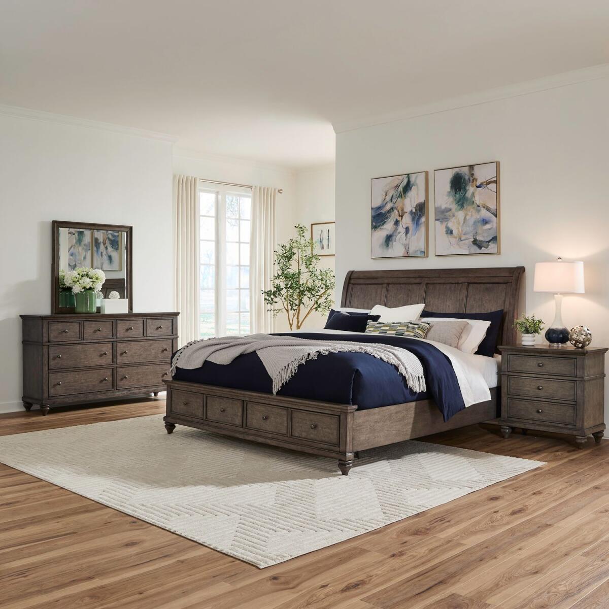 d24f05431cc026cfd909b4055a37c056 Twin Lakes King Storage Bed, Dresser & Mirror, Night Stand - Image 1