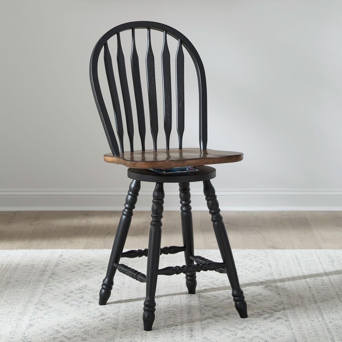 db11a656bb3fe29c8ffb3c8cf3880c69 Carolina Crossing Windsor Swivel Counter Chair - Black - Image 1