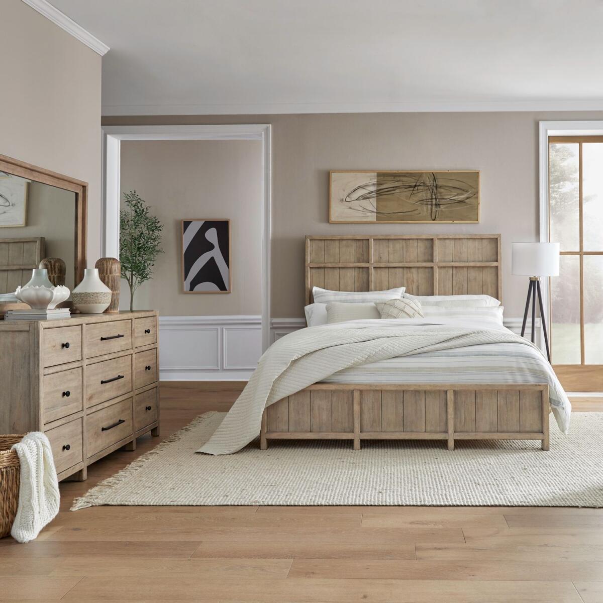 e90961baeadaa18635723acd28b5e672 Proximity Place King Panel Bed, Dresser & Mirror - Image 1