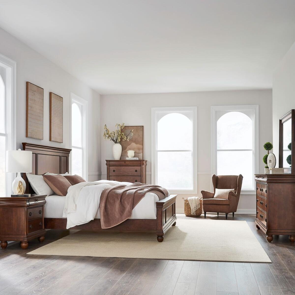 f7a61c5ec593226c5d603dfc1cb2d809 Queen Panel Bed, Dresser & Mirror, Chest, Night Stand - Image 1