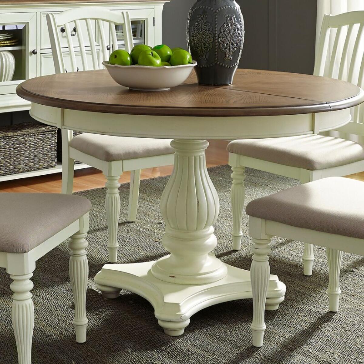 f95ea96e06bc4b3c606cd4899bb7c1c6 Pedestal Table Set - Image 1