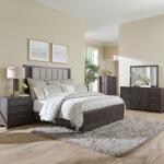Opt Queen Uph Bed, Dresser & Mirror, Chest, Night Stand
