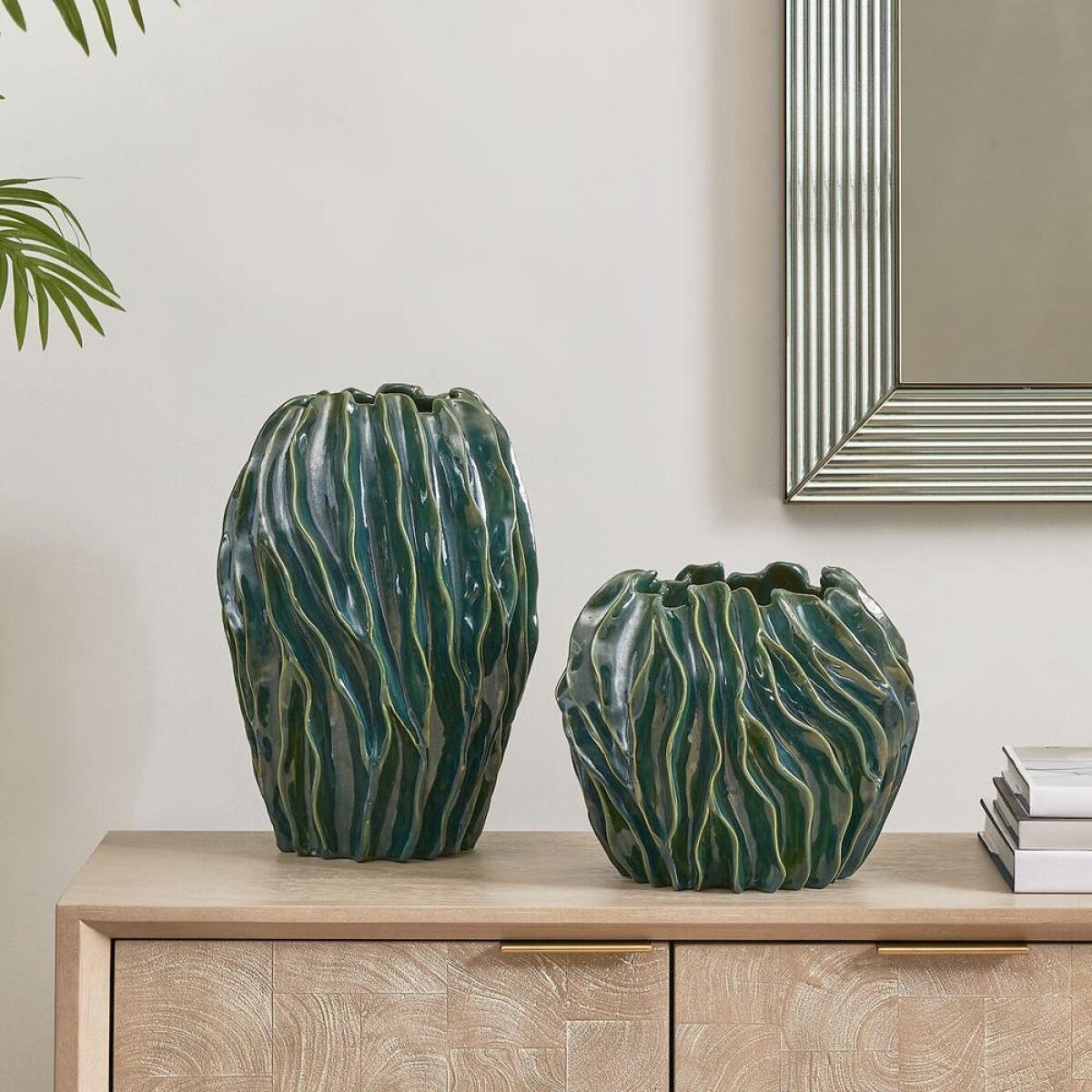 ffde3d965348b7450c9c0538a1e7e2d9 Veridian Ridge Indoor-outdoor Vases, S/2 - Image 1