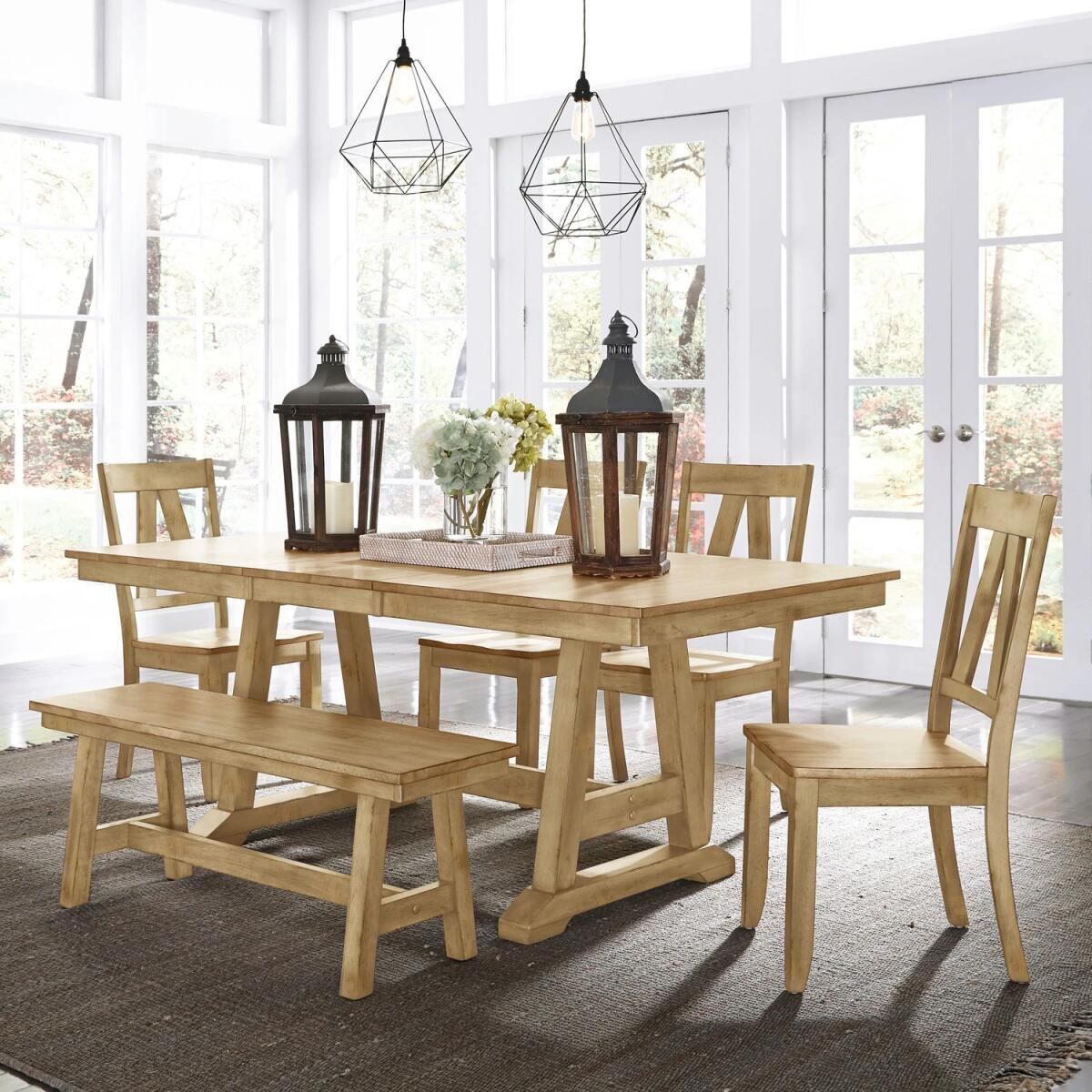 2d1e1060ece11a408e6e66b1b1f98f42 Lindsey Farm 6 Piece Trestle Table Set - Image 1