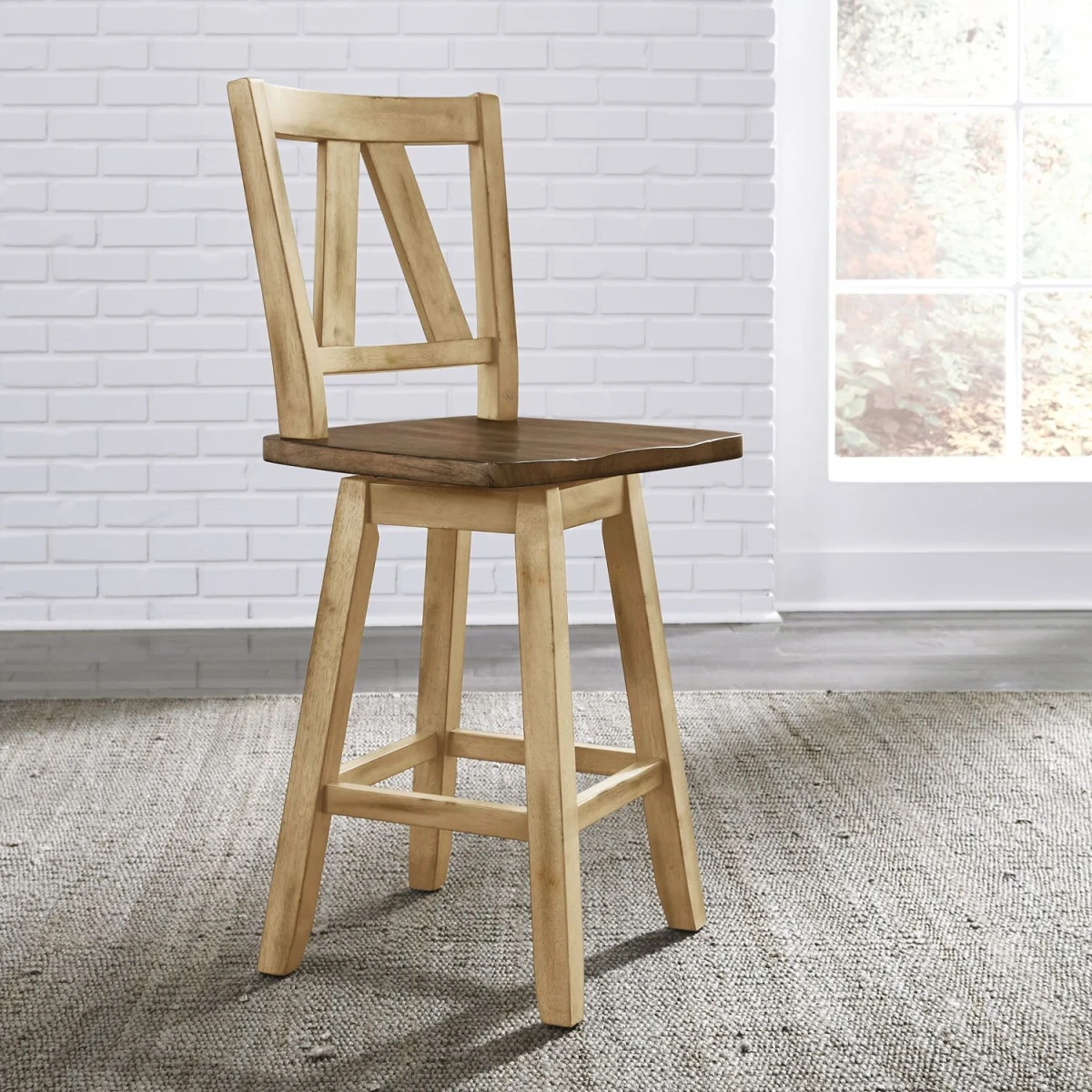3f198156a930a64fb8d6df6bdec9385b Lindsey Farm Counter Height Swivel Chair (RTA) - Image 1