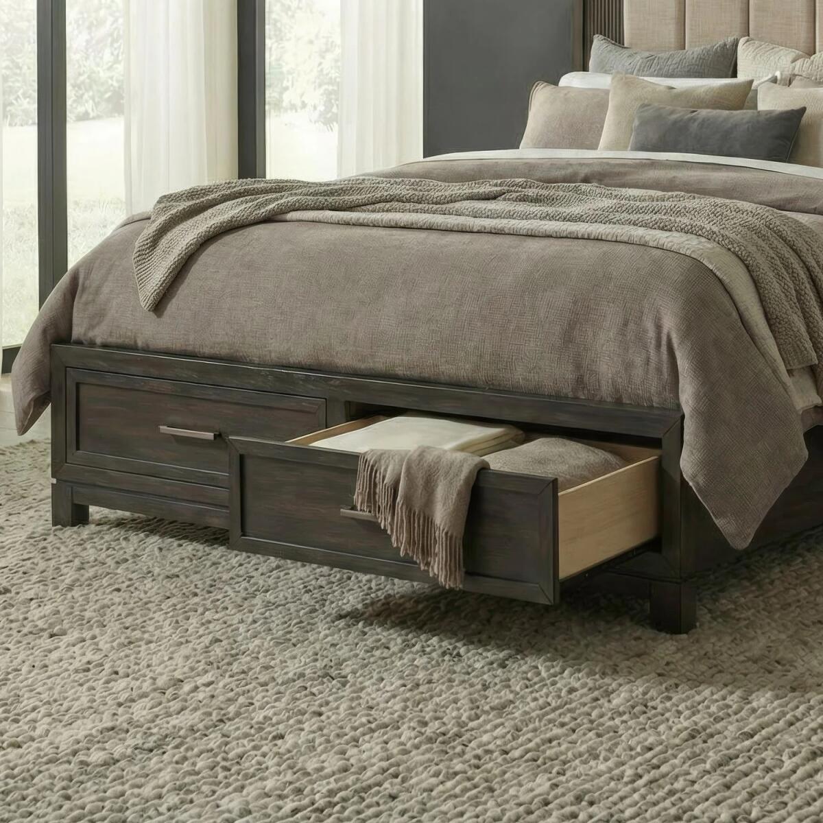 9f4f3182dd84a68211cc636e9fb6035e Queen Storage Footboard w/ Slat Roll - Image 1